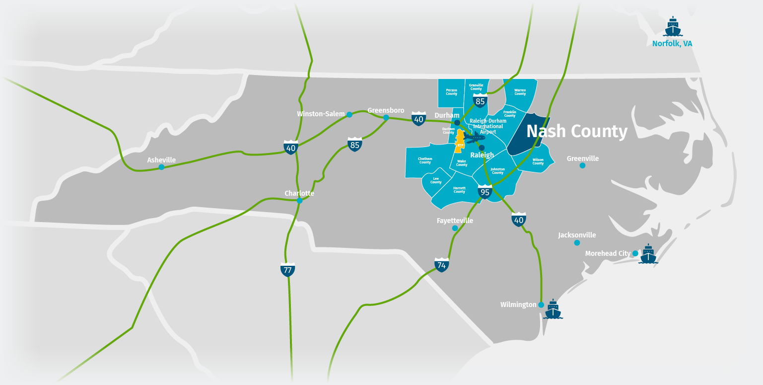 Nash County State Map